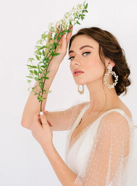 Leaf and opal earrings