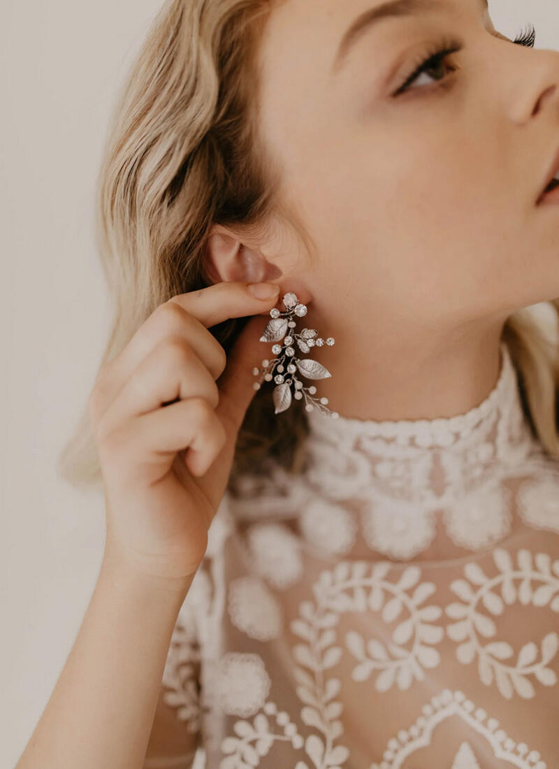 Leaf and opal earrings