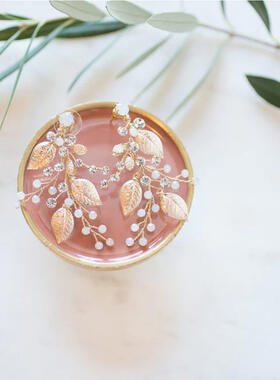 Leaf and opal earrings